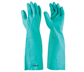 MAXISAFE GLOVES GREEN NITRILE CHEMICAL 45CM MED 